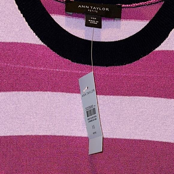 Ann Taylor Short Sleeve Striped Sweater XSP - Picture 4 of 4